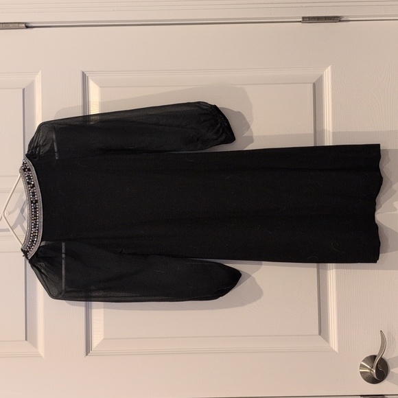 NWOT Elegant Black Dress with Embellished Neckline - Picture 2 of 2